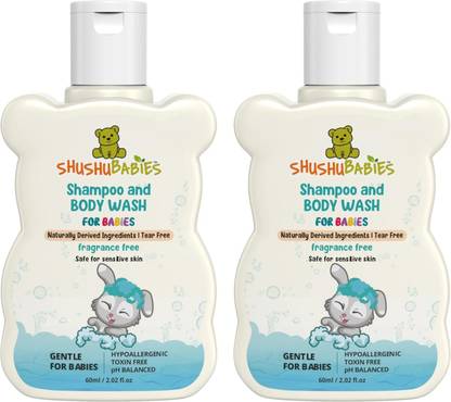 ShuShu Babies Fragrance Free Shampoo and Body Wash For Babies | Moisturizing Baby Shampoo