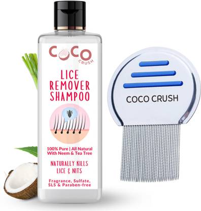COCO CRUSH 100% Natural Lice & Nits Killer Shampoo & Lice Comb, Ayurvedic Head Lice Removal