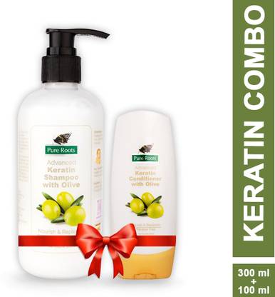 Pure Roots Advanced Keratin Shampoo (300ml) + Conditioner ( 100ml)?Combo Pack)