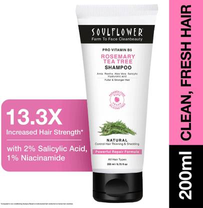 Soulflower Rosemary Tea Tree Shampoo |For Hair Growth, Hairfall, Shiny Hair & Scalp Health|