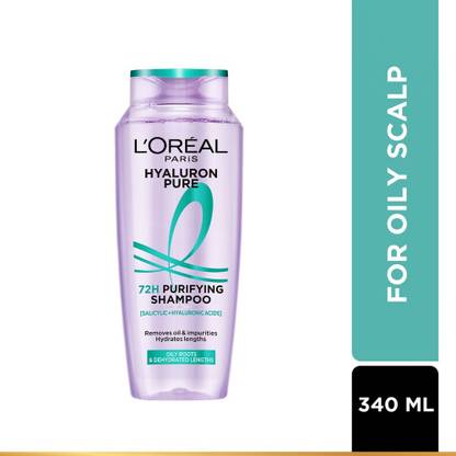 L'Oréal Paris Hyaluron Pure 72H Purifying Shampoo for Oily Scalp, Dry Hair