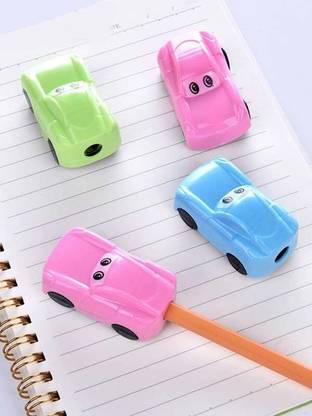 Barbarik Car Shape Pencil Sharpener for Kids (Multicolour) (Pack of 4) Singal Pencil Sharpeners