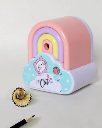 Shampa Export Rainbow Sharpener for Pencil with Removable Tray Cat Shaped Pencil Sharpener Rainbow Shape Sharpener Sharpeners