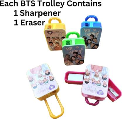 BTSA BTS Designer Trolley Suitcase With Eraser Pack of 2 Sharpener