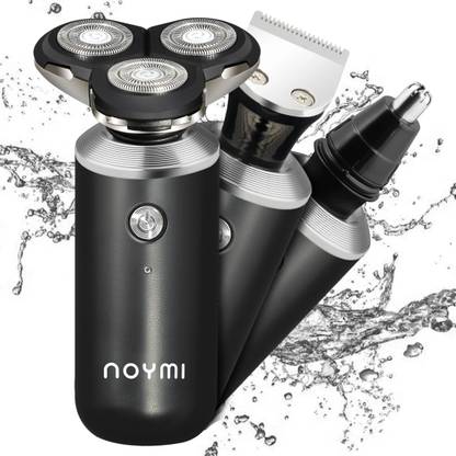 NOYMI 3D Rechargeable 100% Waterproof IPX7 Electric Shaver Wet & Dry Rotary Shavers for Men Electric Shaving Razors Trimmer, BLACK  Shaver For Men