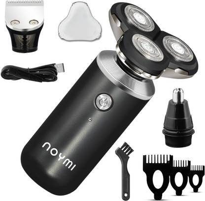 KIMTOK 3D Rechargeable 100% Waterproof IPX7 Electric Shaver Wet & Dry Rotary Shavers for Men Electric Shaving Razors Trimmer, BLACK Shaver For Men  Shaver For Men