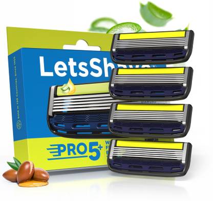 LetsShave Pro 5 Plus Shaving Razor Blade for Men Pack of 4 Refills