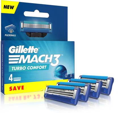 Gillette Mach3 Turbo 3-Bladed Cartridges with Comfort Gel