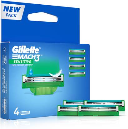 Gillette Mach3 Sensitive 3- Shaving Blades for men with lubricating strip