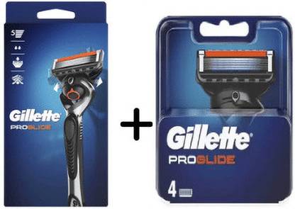 Gillette IMPORTED PROGLIDE RAZOR + 4 SHAVING BLADES SET (Made in Germany)