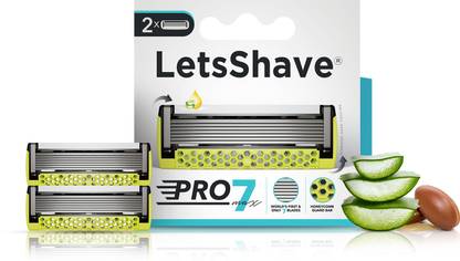 LetsShave Pro 7 Max Razor Cartridges for Men World's First & Only 7-Blade Shaving Razor