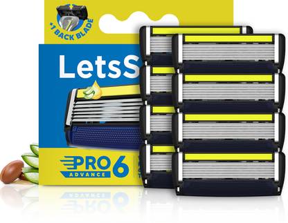 LetsShave Pro 6 Advance Blade refills for men (Pack of 8)