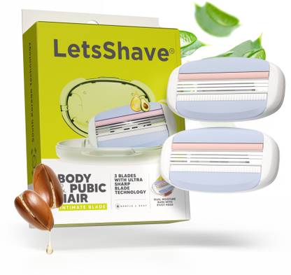 LetsShave Body and Pubic Razor Baldes for Men, Intimate Razor Blade refills