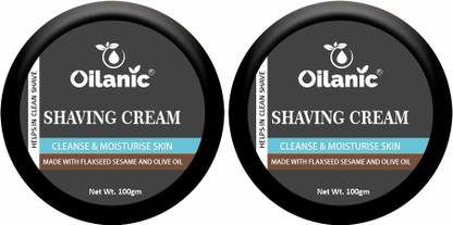 Oilanic Natural Shaving Cream For Men with Shea Butter Combo Pack of 2 Box of 100g(200g