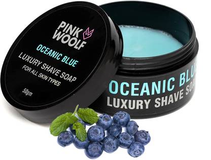 Pink Woolf Shaving Soap - Oceanic Blue - Cools & Refreshes While you Shave