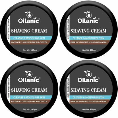 Oilanic Natural Shaving Cream For Men with Shea Butter Combo Pack of 4 Box of 100g(400g