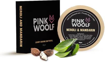Pink Woolf Shaving Soap REFILL, NEROLI & MANDARIN, With Tea Tree Oil and Shea Butter