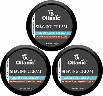 Oilanic Natural Shaving Cream For Men with Shea Butter Combo Pack of 3 Box of 100g(300g