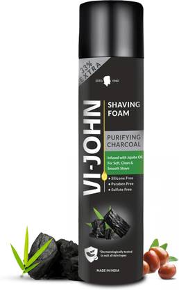 VI-JOHN Charcoal Shaving Foam Infused with Joboba oil Pack of 1
