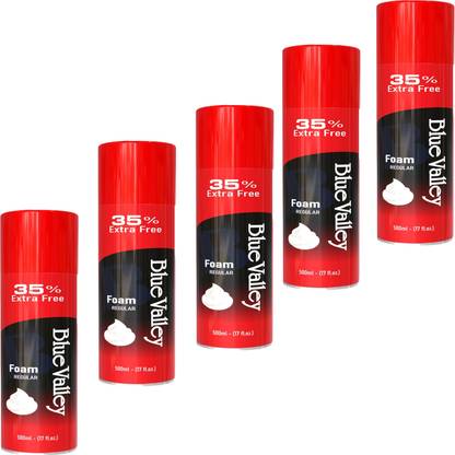 MOSKLIN BLUEVELLY SHAVING FOAM REGULAR FOR MENS SHAVING PACK OF - 500ml x 5