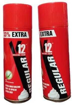 PasCom V12 Regular Shaving Foam, Shaving Foam With Goodness of Nature pack of 2