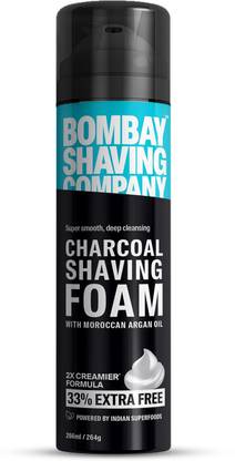 BOMBAY SHAVING COMPANY Charcoal Shaving Foam with Activated Charcoal & Moroccan Argan Oil - Creamier Formula (266 ml - 33% extra) | Made in India