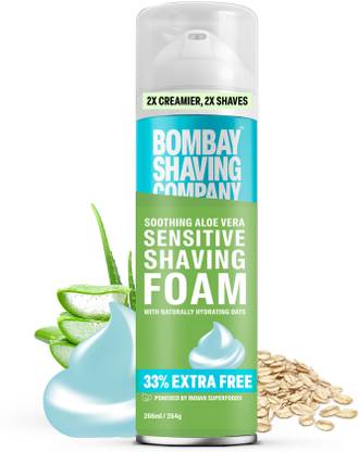 BOMBAY SHAVING COMPANY Sensitive Shaving Foam, 226 ml (33% Extra) with Aloe Vera & Oats