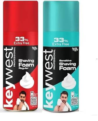 Keywest Best Regular & Sensitive Shaving Foam for Men Pack of 2