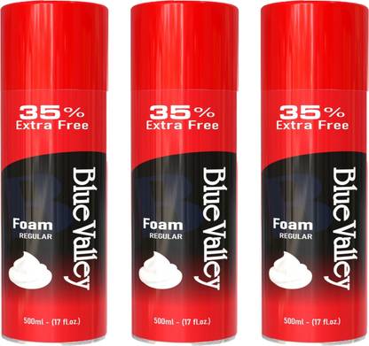 MOSKLIN BLUEVELLY SHAVING FOAM REGULAR FOR MENS SHAVING PACK OF - 500ml x 3