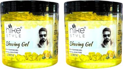 HIKE STYLES Shaving Gel 500*2 1000ML , Non Foaming Shaving Gel (LEMON) PACK OF 2PC