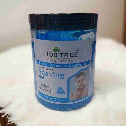 100Tree Non Foaming Shaving Gel Transparent 2 in 1-Cleanser+Shave Gel-Cool Menthol