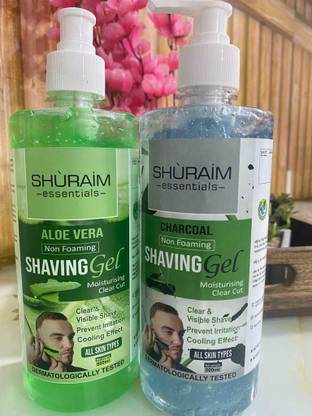 shuraim essentials Alovera /Charcoal Combo Shaving Gel Non Foaming Clear Cut Professional