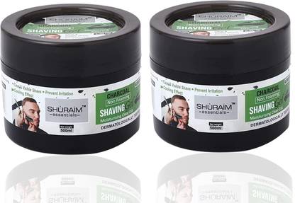 shuraim essentials Charcoal shaving gel 500ml + 500ml Combo Total Pack of 2