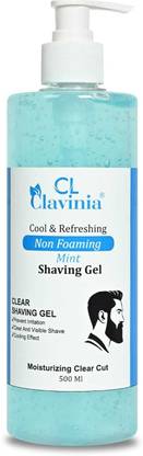CLAVINIA Mint Non Foamy Shaving Gel, For Men, Paraben and Sulfate Free, 500gm