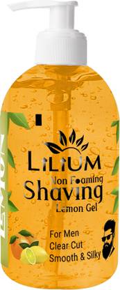 LILIUM Lemon Transparent Non Foaming Shaving Gel for Men, Clear Cut Smooth & Silky Skin