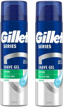 Gillette Series Shave Gel (Soothing With Aloe Vera ) Sensitive Pack Of 2X200ml = 400