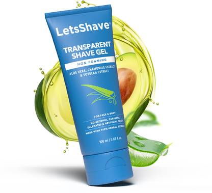 LetsShave Non Foaming Transparent Shave Gel 100ml Invisible Shaving Gel for Men and Women
