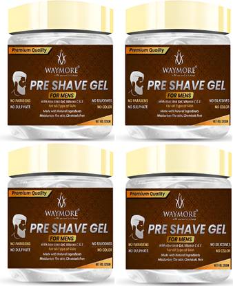 WAYMORE Pre shave gel 120 gm with aloe vera gel, vitamin C & E pack of 4