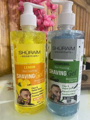 shuraim essentials Lemon/charcoal Combo Shaving Gel Non Foaming Clear Cut Professional