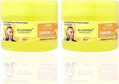 shuraim essentials Lemon Shaving Gel Non Foaming Clear Cut Professional Combo Pack Of 2