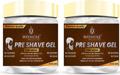 WAYMORE Pre shave gel 120 gm with aloe vera gel, vitamin C & E pack of 2