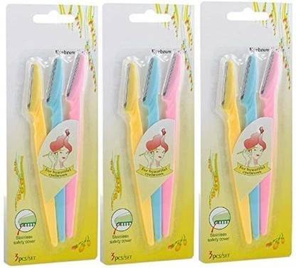 tincke Eyebrow Razor Kit, Face & Eyebrow Hair Shaper Razor Knife Shaver Trimmer Shaving Grooming Remover Kit for Fashion Women Ladies (Pack of 9), Women