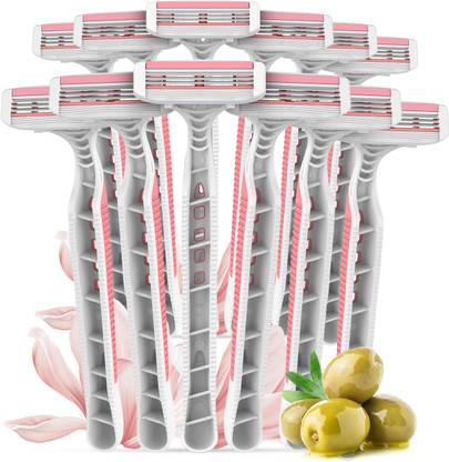 LetsShave Evior 3 Blade Plus Disposable Razor for Women (Pack of 9+3) Stainless steel, Women