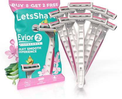 LetsShave Evior 2 Disposable Body Hair removal Shaving razor with Vit-E Lubricating Strip, Women