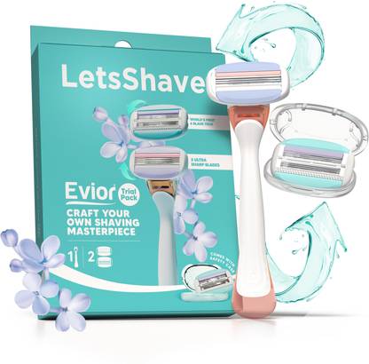 LetsShave Evior Trial Pack for Women (1 Handle + 2 Blades), Women Shaving Razor, Women