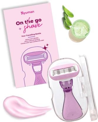 Hyuman Body Razor for Women Hair Removal |With Travel Case | 5-Blade | Aloe & Vit E Bar, Women