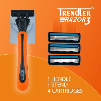 TRENDLER Men Shaving Razor 3 blade + 4 Cartridge, Men