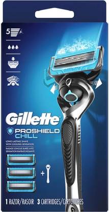 Gillette Fusion5 ProShield Chill Mens Razor Handle And 3 Blade Refills, Men