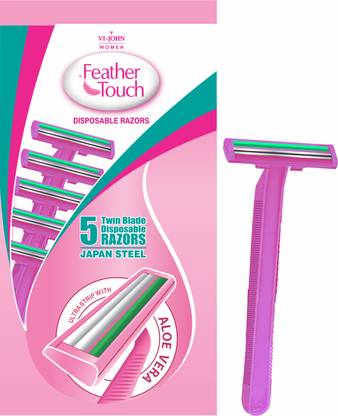 VI-JOHN Feather Touch TwinBlade Shaving Razors With Lubricating AloeVera Strip One Set, Women