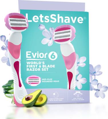 LetsShave Evior 6 Body Hair Removal Razor Mid-Flex Blade| Bikini,Arms,Legs, Sensitive Area, Women